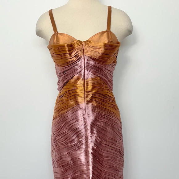 Burberry Prorsum Runway Metallic Lamé Pleated Bustier Dress Bodycon IT 42 / US 8 - Picture 2 of 15